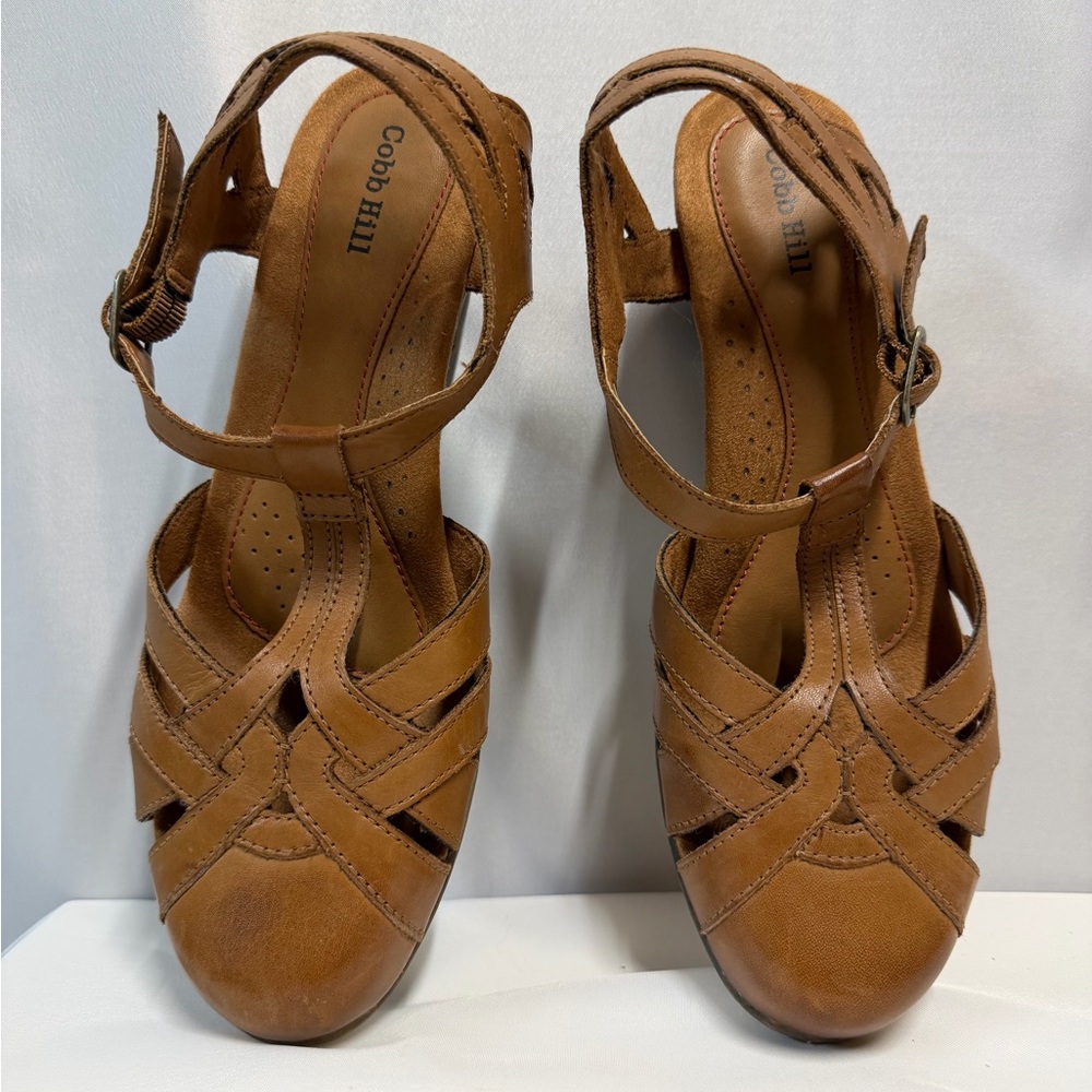 7.5W 7.5 WIDE WIDTH Cobb Hill Womens Aubrey Brown Tan Leather Heels Shoes